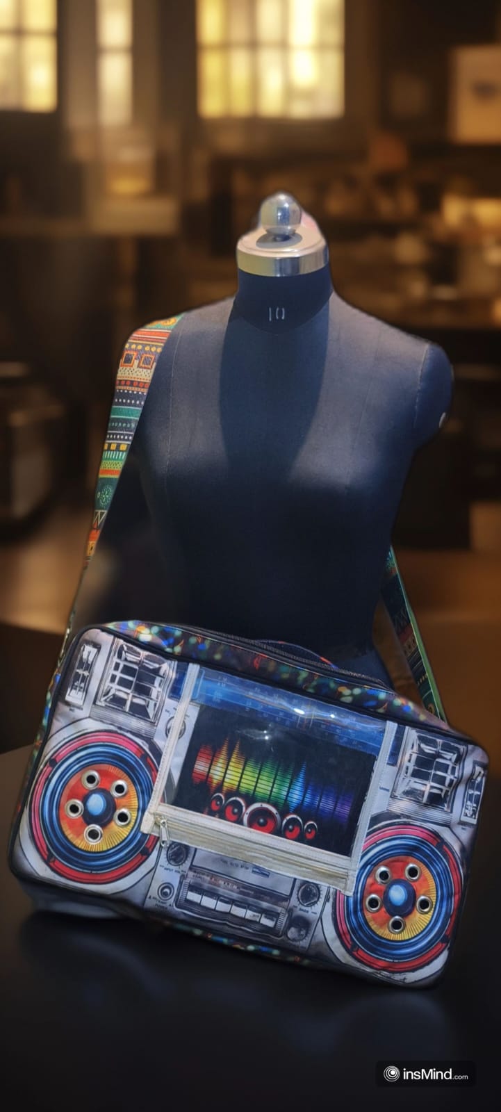 Boombox-Style Waterproof Bag with Bluetooth Speakers & LED Lights (25L, Laptop Compartment)